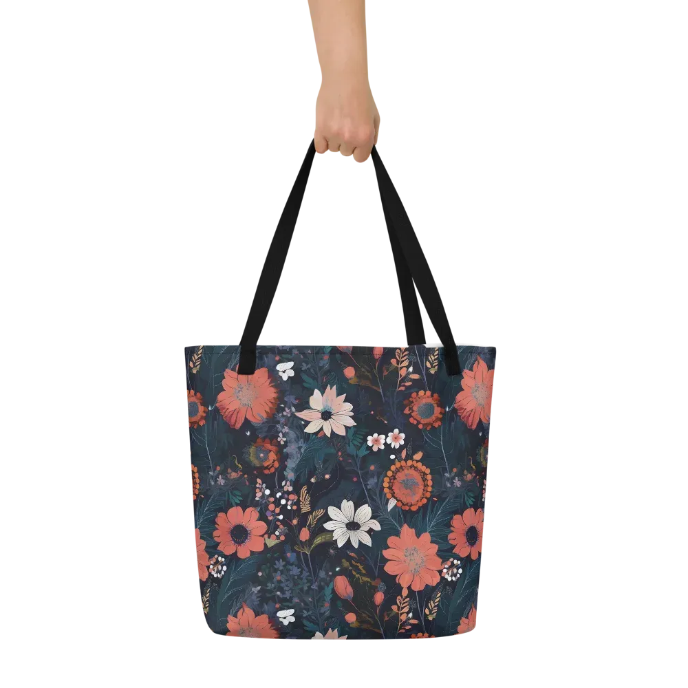 Coral Nocturne on Large Tote Bag W/ Pocket — Front