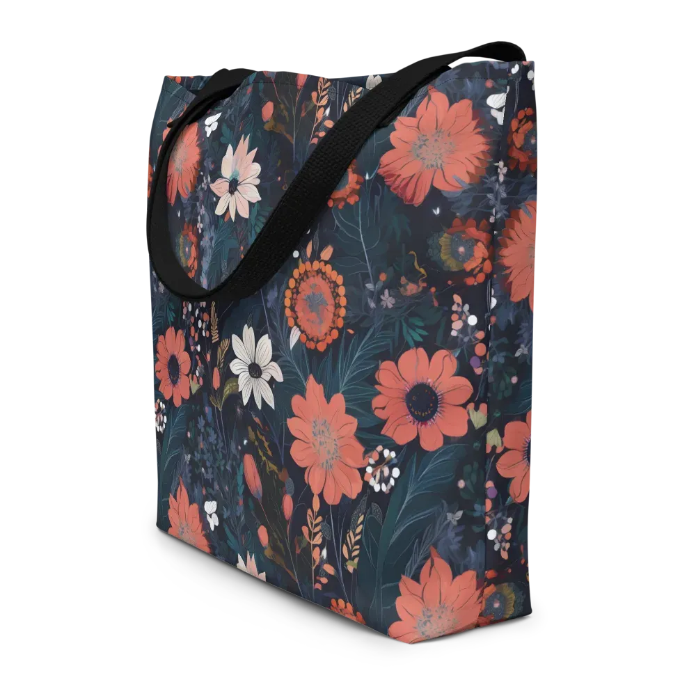 Coral Nocturne on Large Tote Bag W/ Pocket — Front