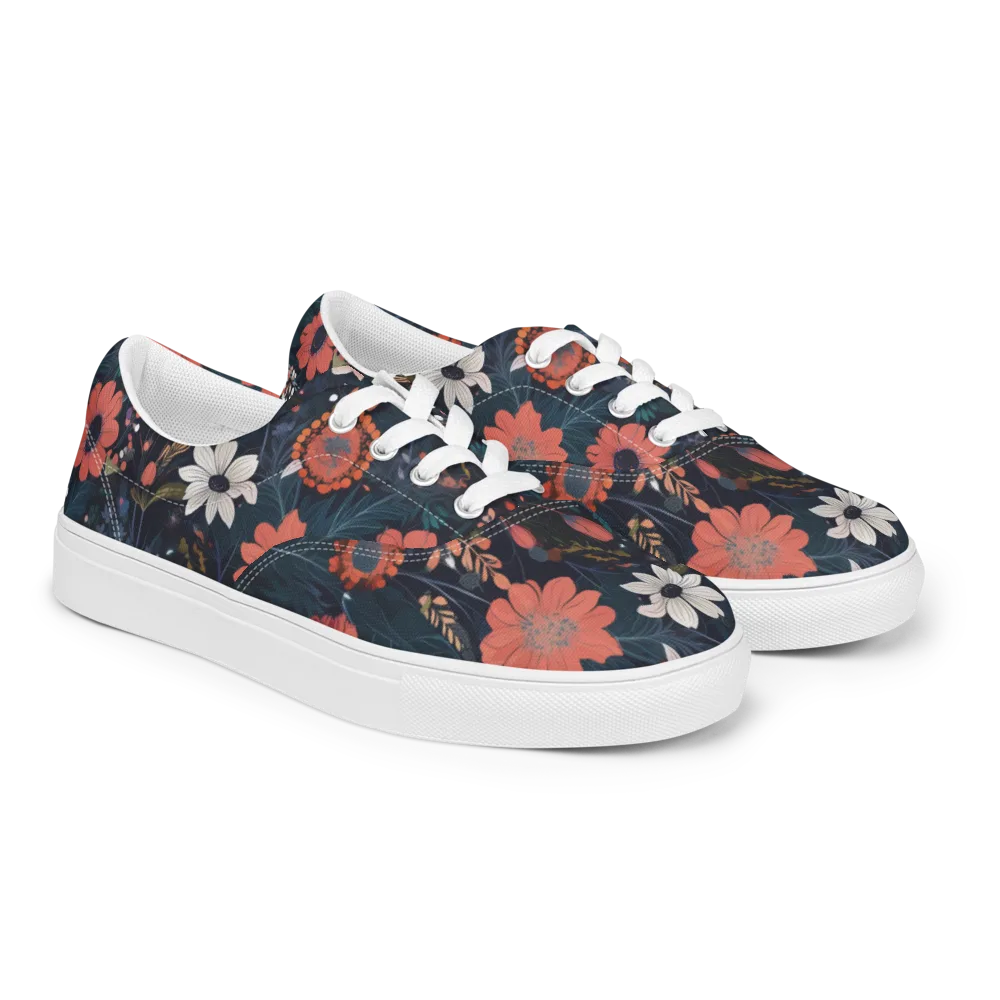 Coral Nocturne on Men's Lace-Up Canvas Shoes — Right Front