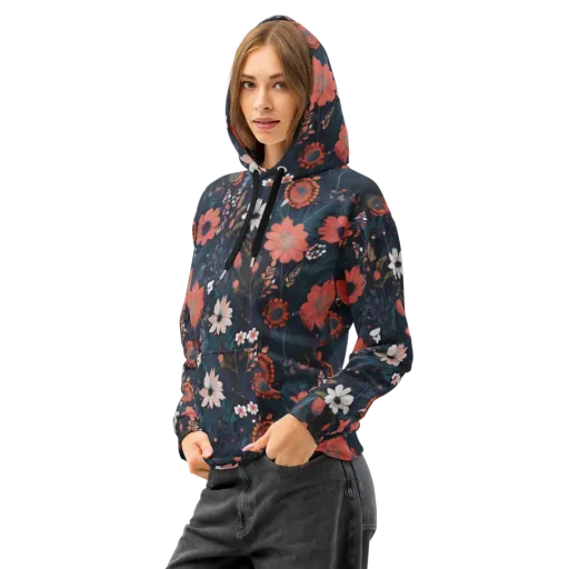 Coral Nocturne on a Cotton Hoodie