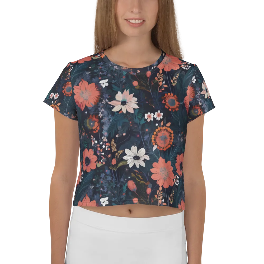 Coral Nocturne on Crop Tee — Front