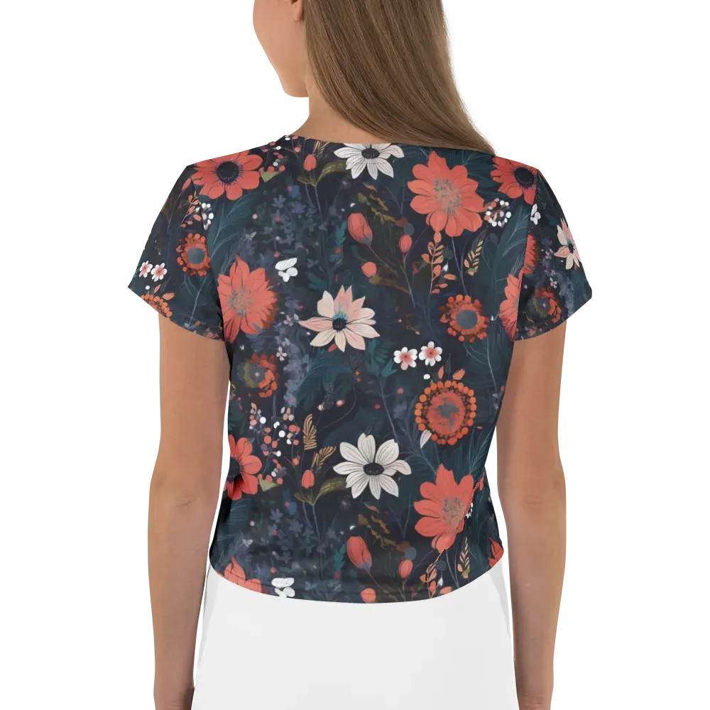 Coral Nocturne on Crop Tee — Back