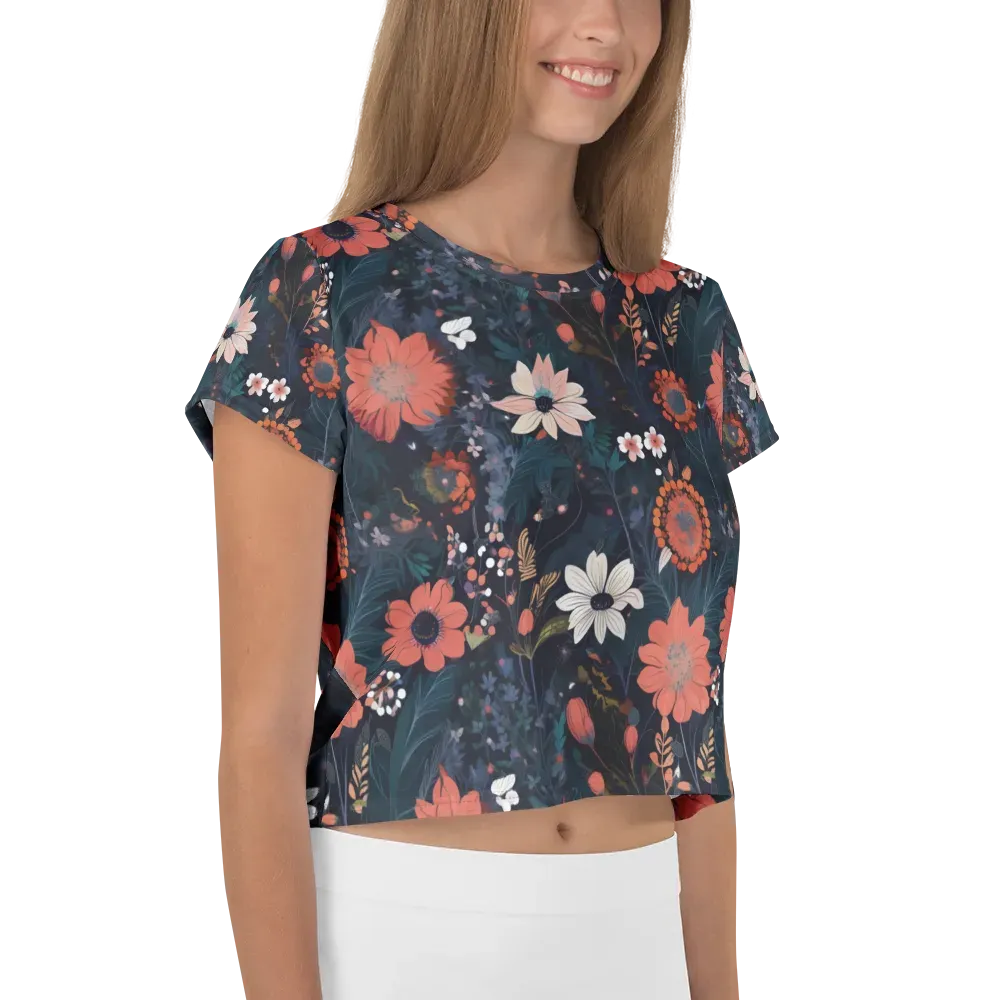 Coral Nocturne on Crop Tee — Right