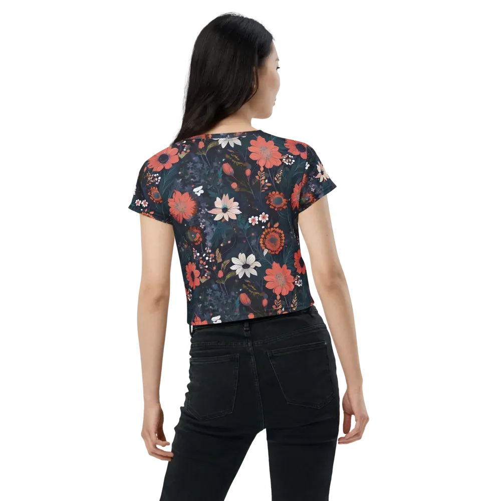 Coral Nocturne on Crop Tee — Back