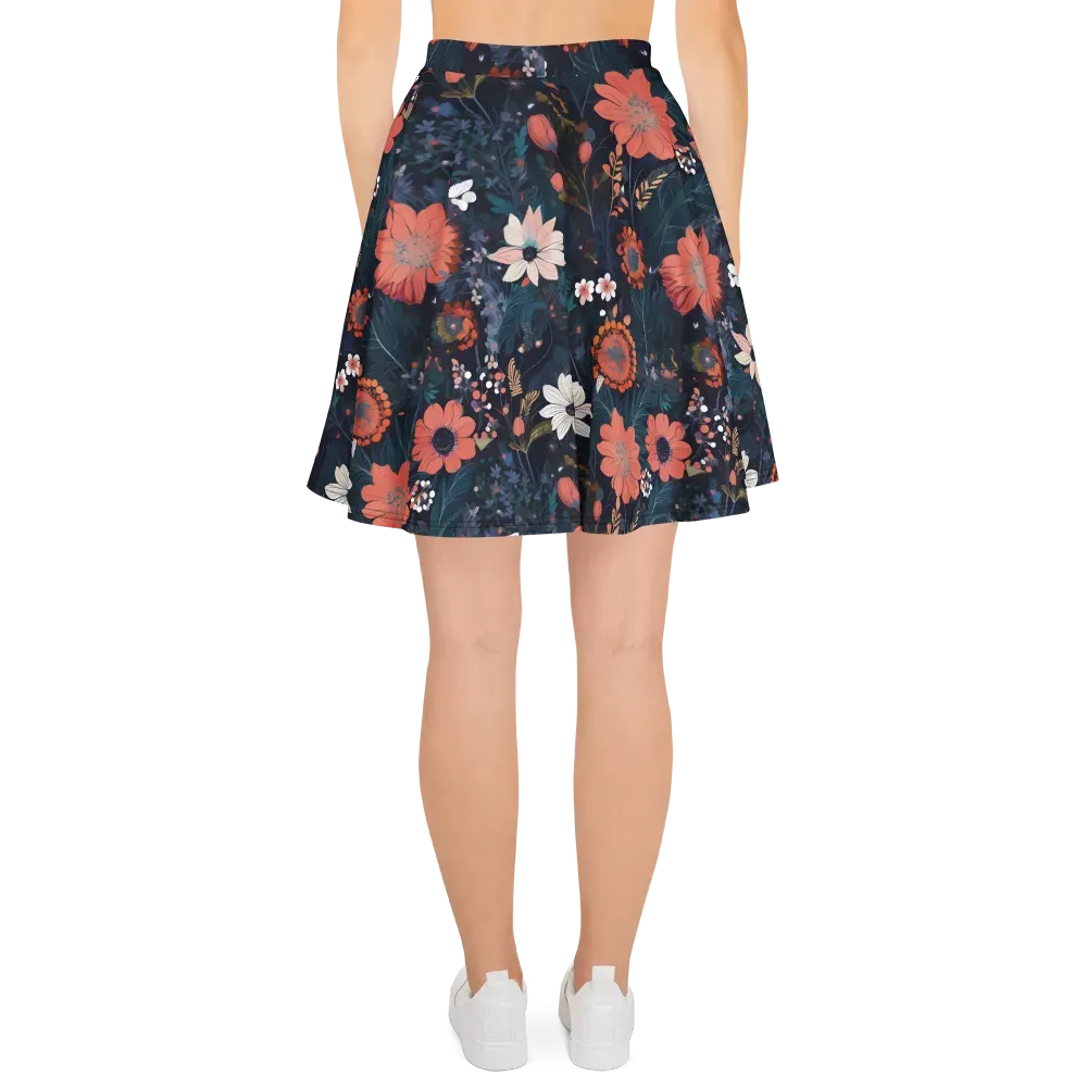 Coral Nocturne on Skater Skirt — Back