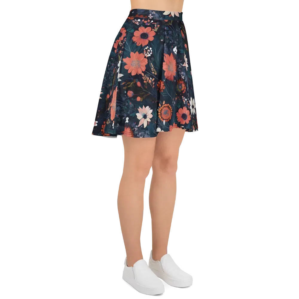 Coral Nocturne on Skater Skirt — Right