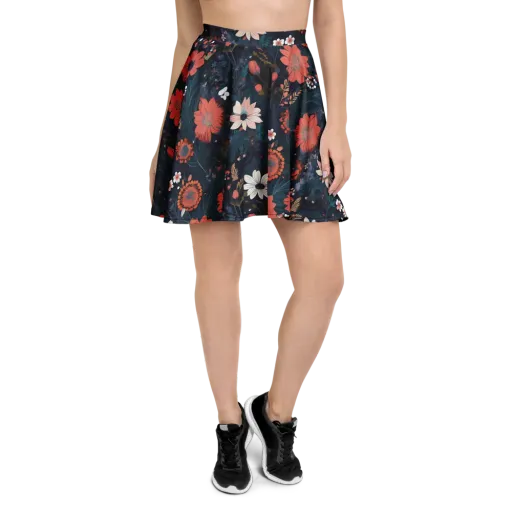 Coral Nocturne on a Skater Skirt