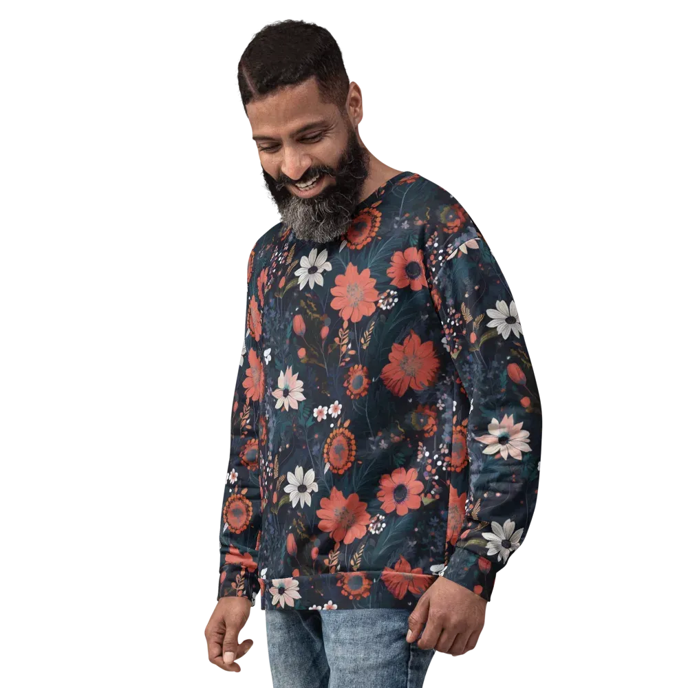 Coral Nocturne on Sweatshirt — Left Front