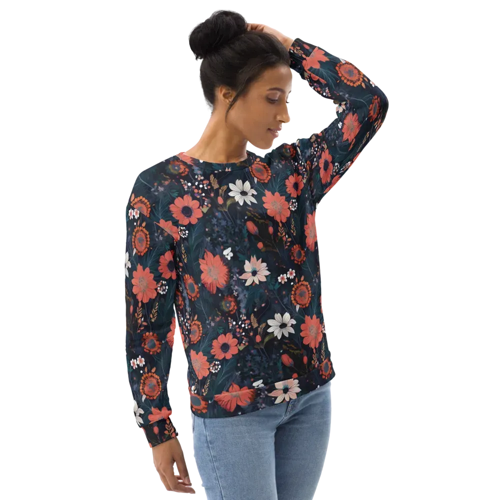 Coral Nocturne on Sweatshirt — Right Front