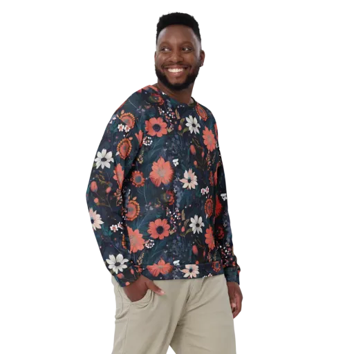 Coral Nocturne on a Sweatshirt