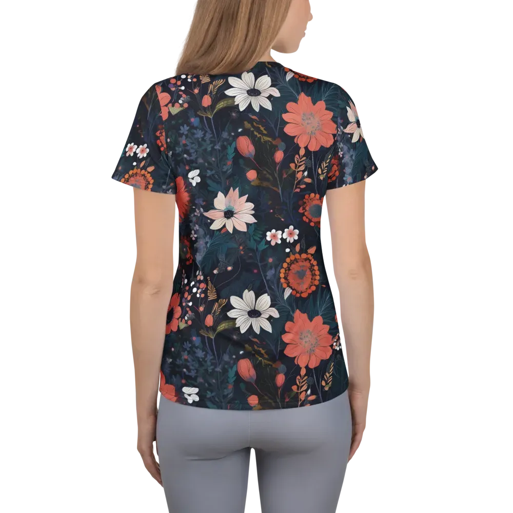 Coral Nocturne on Women's Athletic T-Shirt — Back