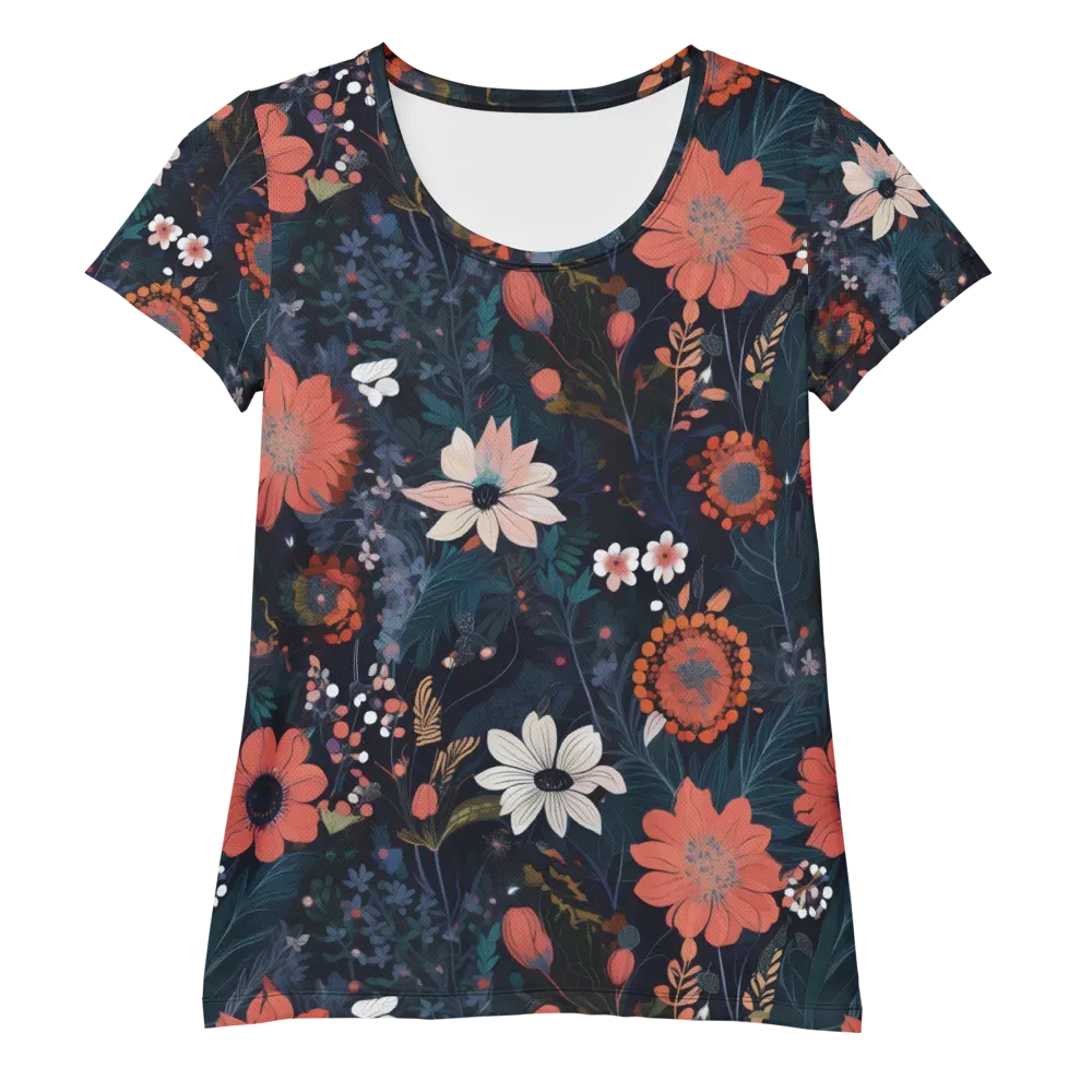 Coral Nocturne on Women's Athletic T-Shirt — Front