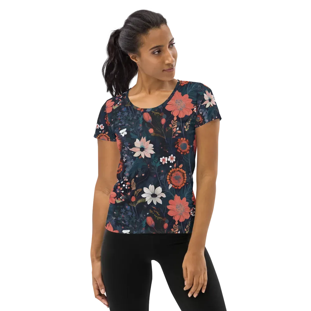Coral Nocturne on Women's Athletic T-Shirt — Front