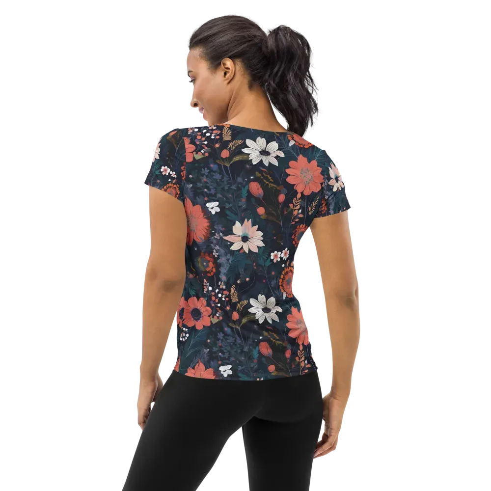 Coral Nocturne on Women's Athletic T-Shirt — Back