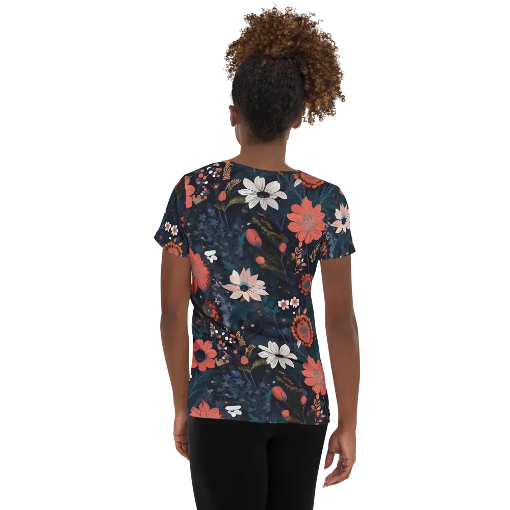 Coral Nocturne on Women's Athletic T-Shirt — Back