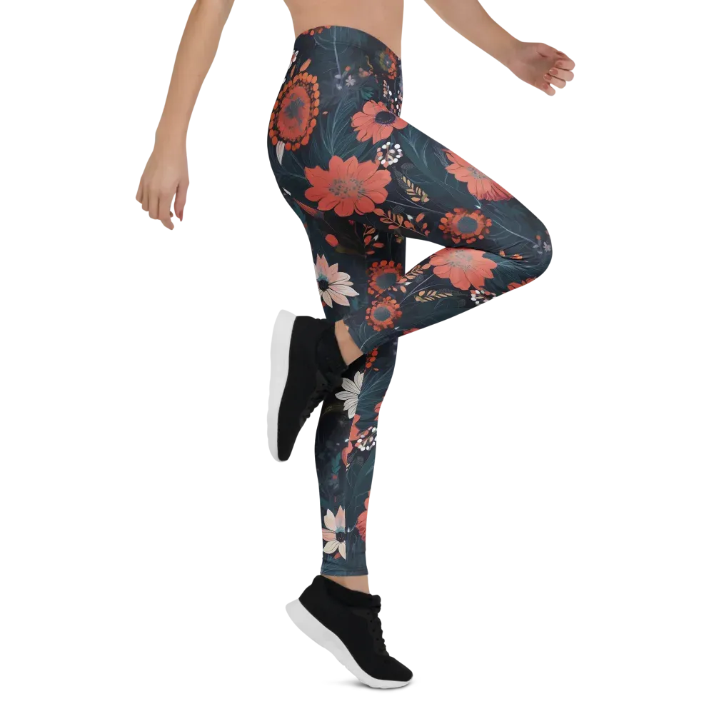 Coral Nocturne on Leggings — Right