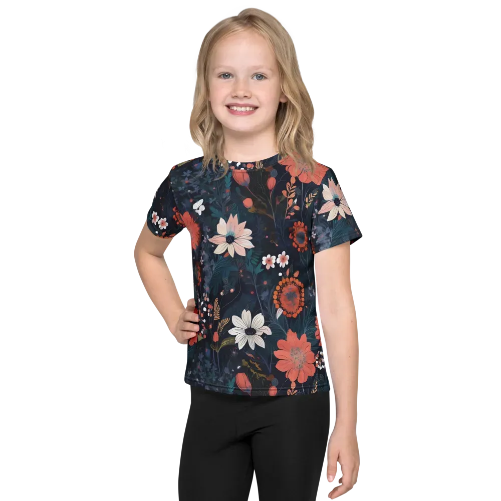 Coral Nocturne on Kids Crew Neck T-Shirt — Front