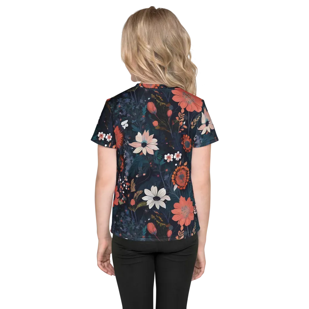 Coral Nocturne on Kids Crew Neck T-Shirt — Back