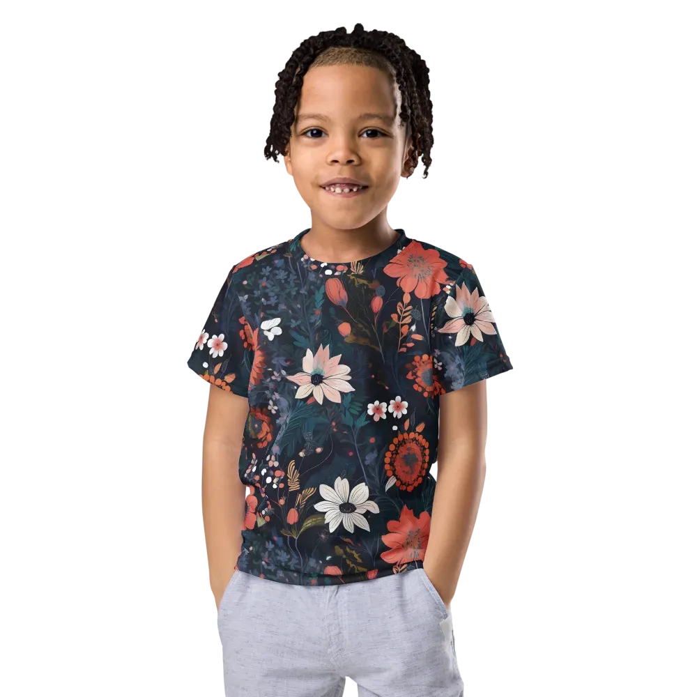 Coral Nocturne on Kids Crew Neck T-Shirt — Front