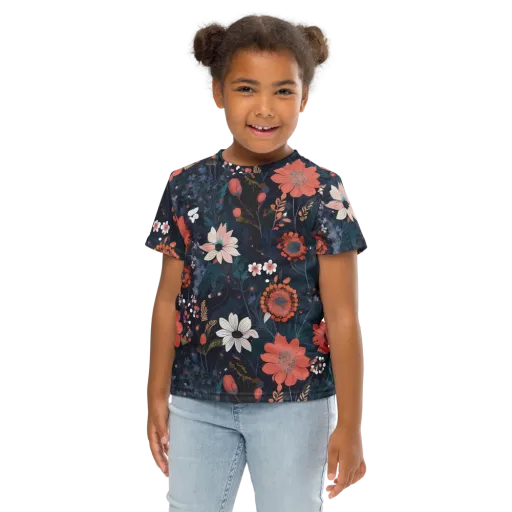 Coral Nocturne on a Kids Crew Neck T-Shirt