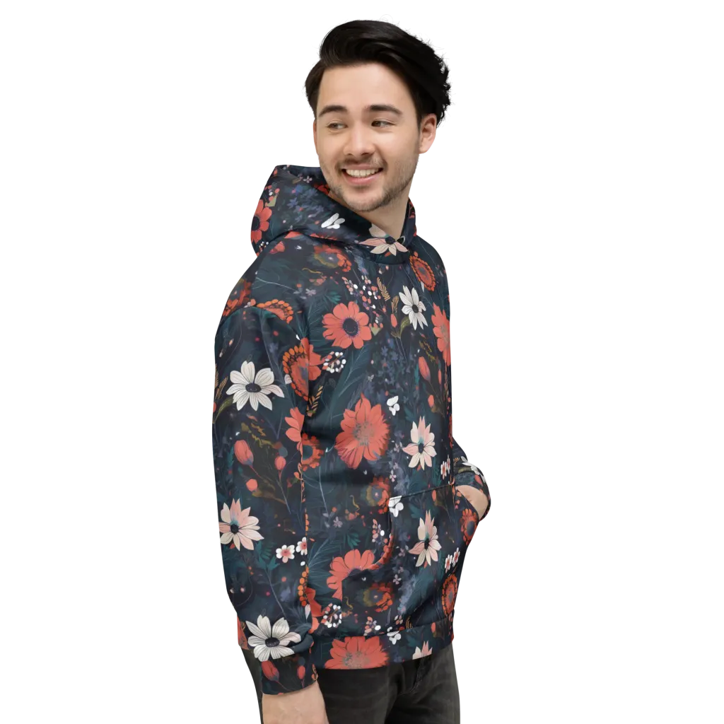 Coral Nocturne on Hoodie — Right