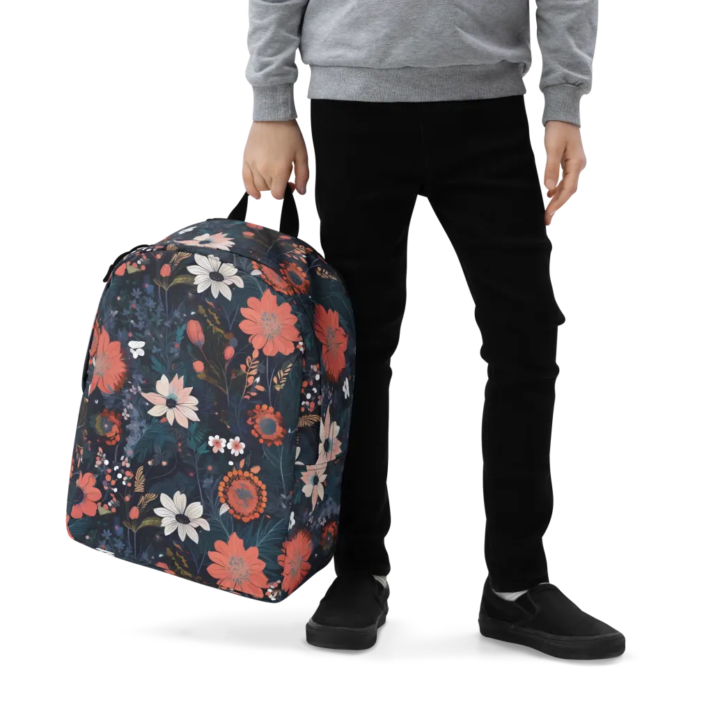 Coral Nocturne on Minimalist Backpack — Zoomed-in