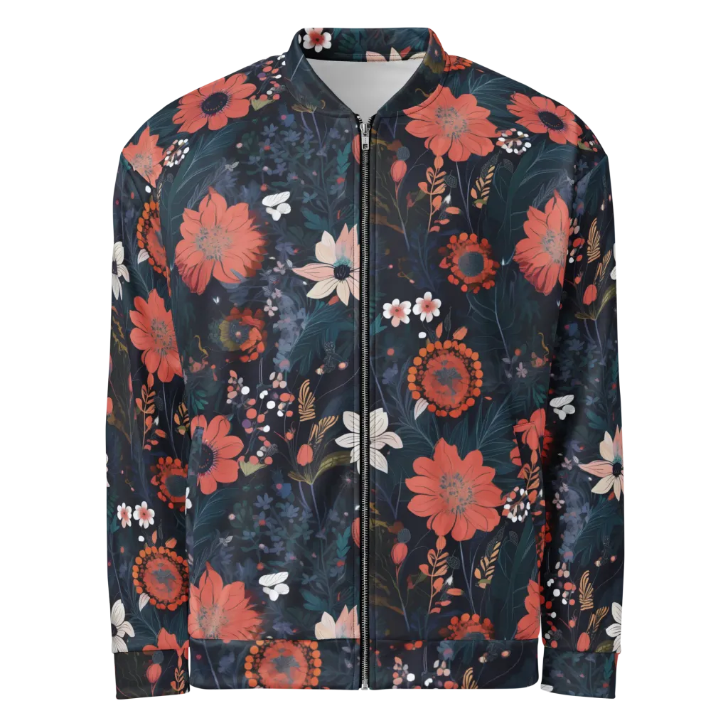 Coral Nocturne on Bomber Jacket — Front