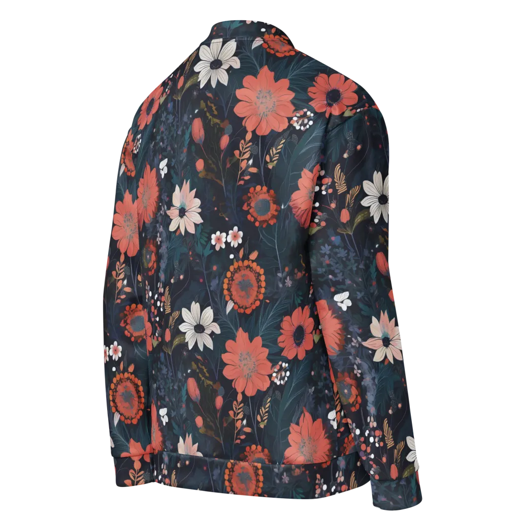 Coral Nocturne on Bomber Jacket — Right Back