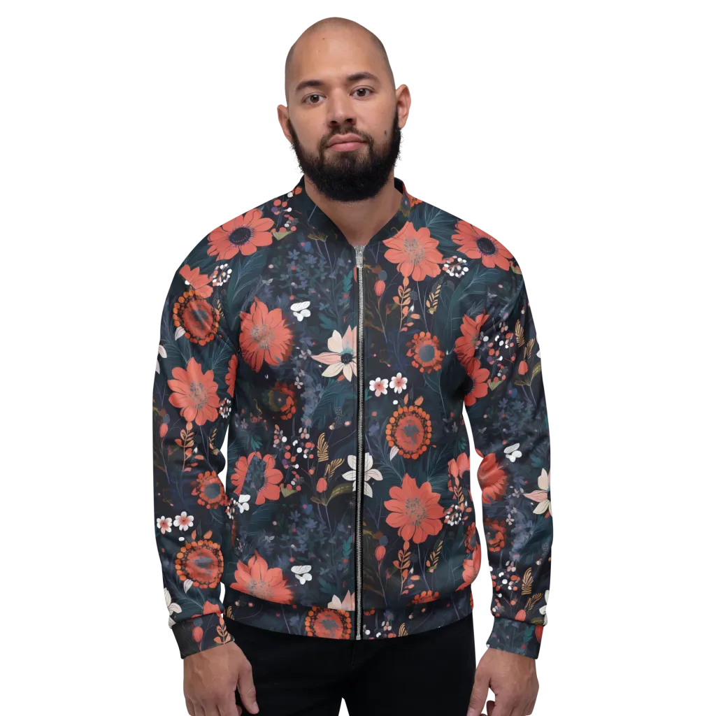Coral Nocturne on Bomber Jacket — Front