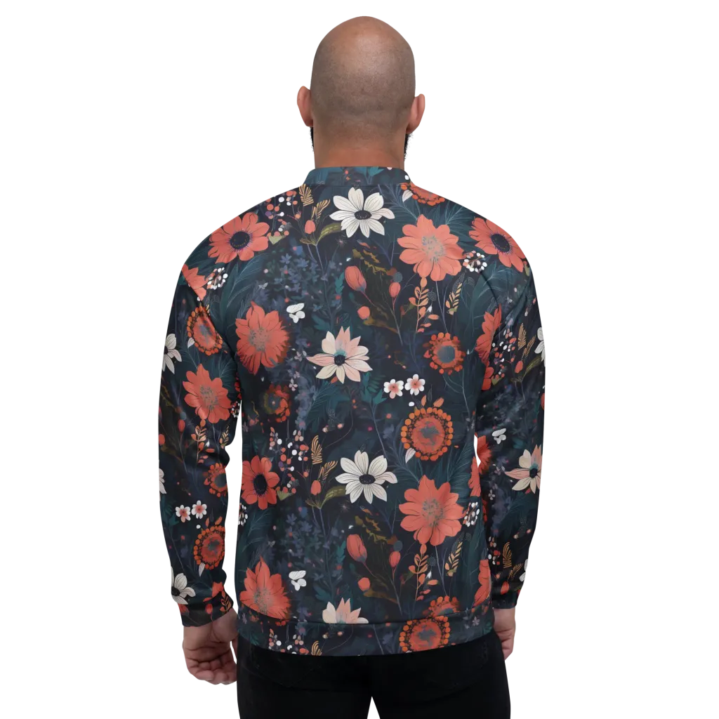 Coral Nocturne on Bomber Jacket — Back