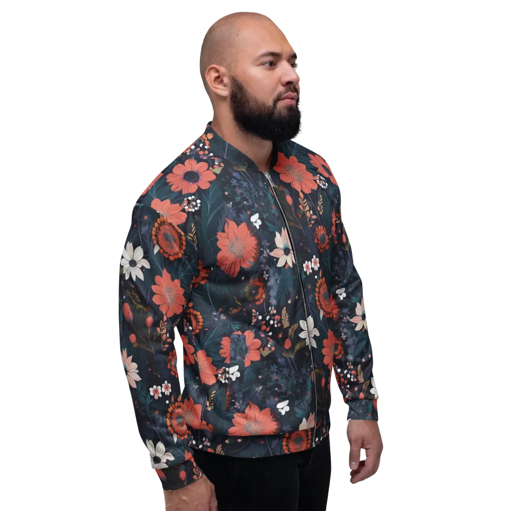 Coral Nocturne on Bomber Jacket — Right