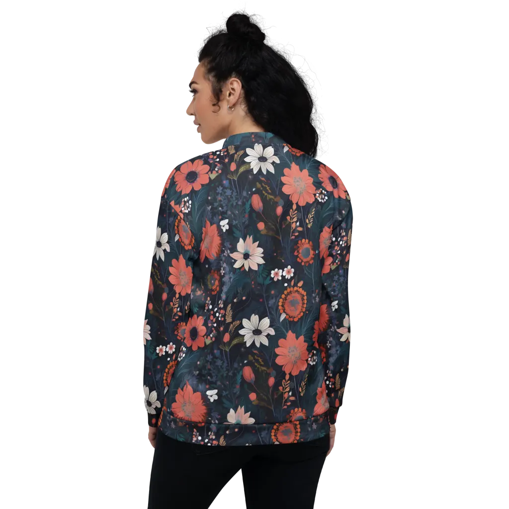 Coral Nocturne on Bomber Jacket — Back
