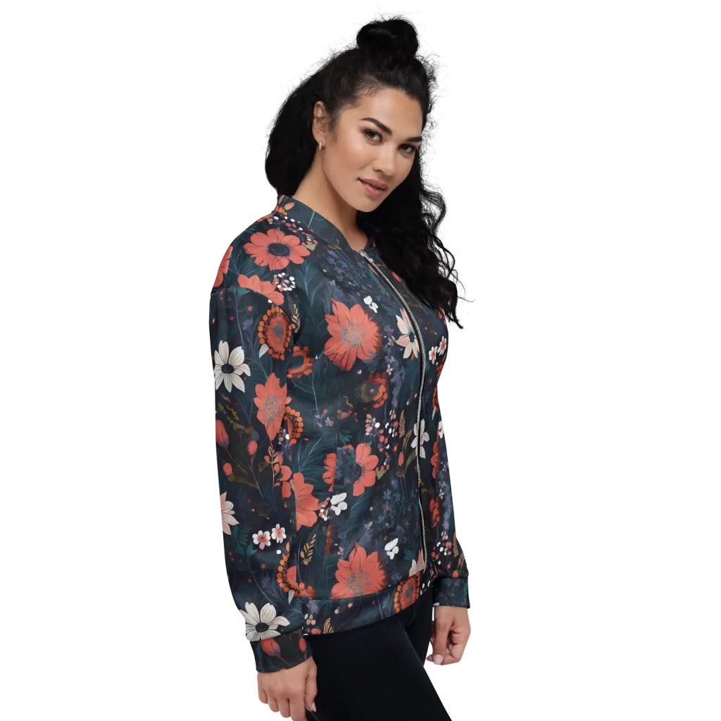 Coral Nocturne on Bomber Jacket — Right