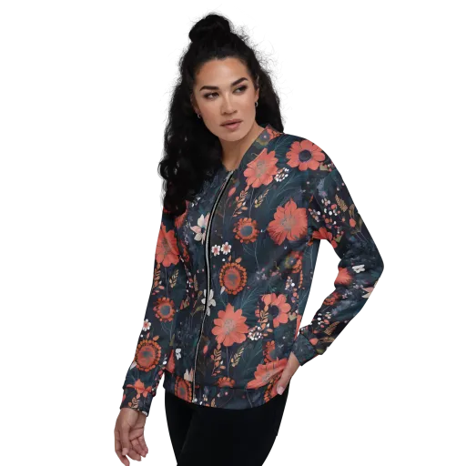 Coral Nocturne on a Bomber Jacket