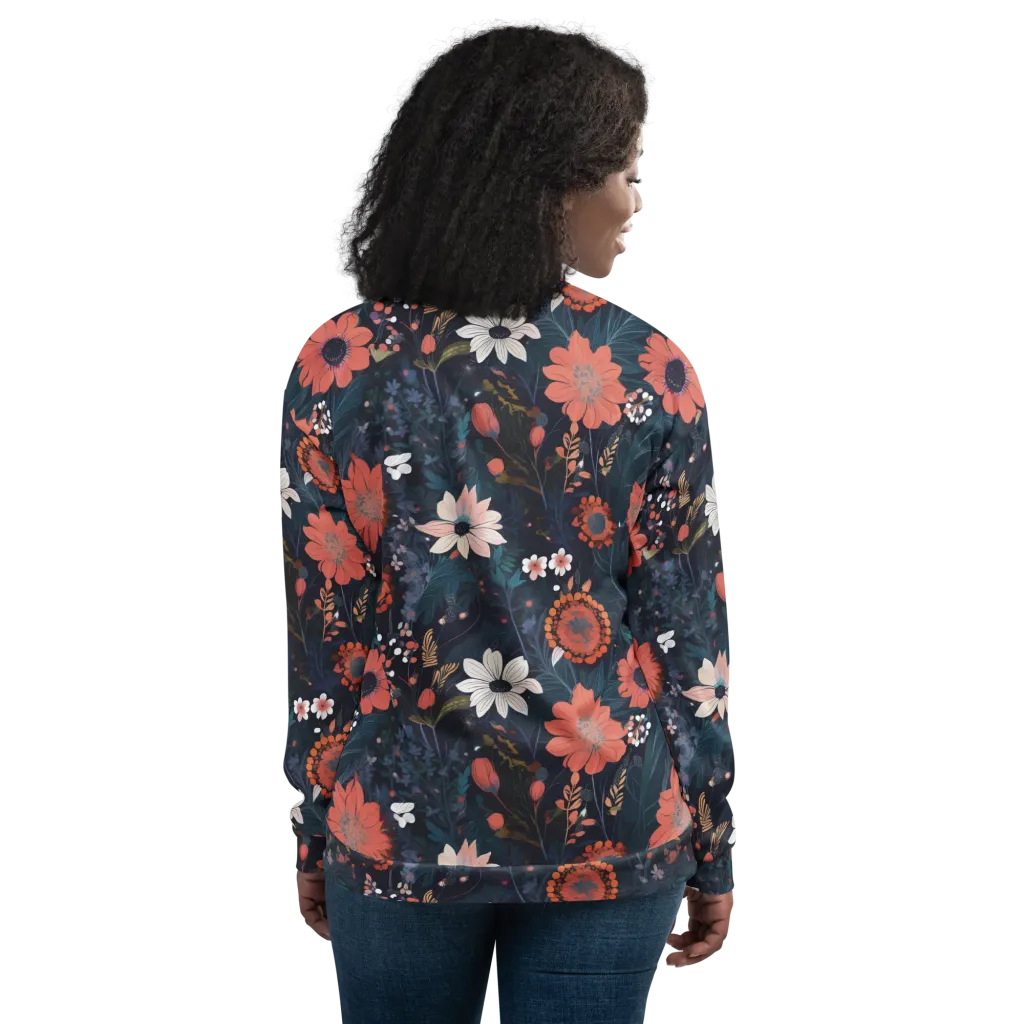 Coral Nocturne on Bomber Jacket — Back