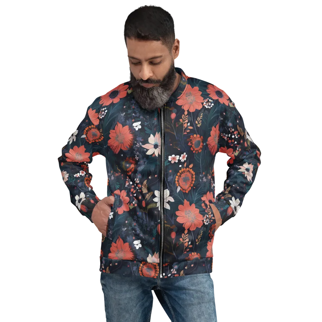 Coral Nocturne on Bomber Jacket — Front