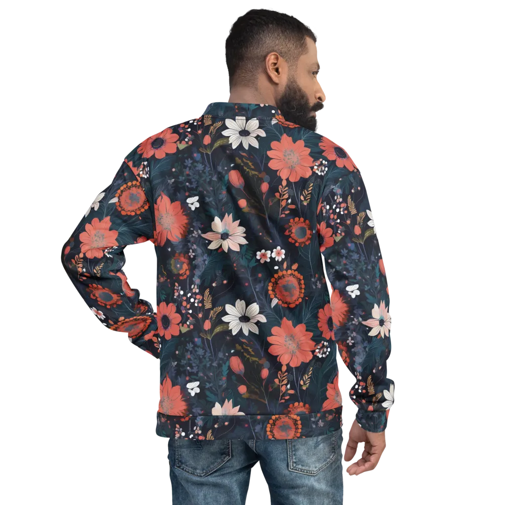 Coral Nocturne on Bomber Jacket — Back