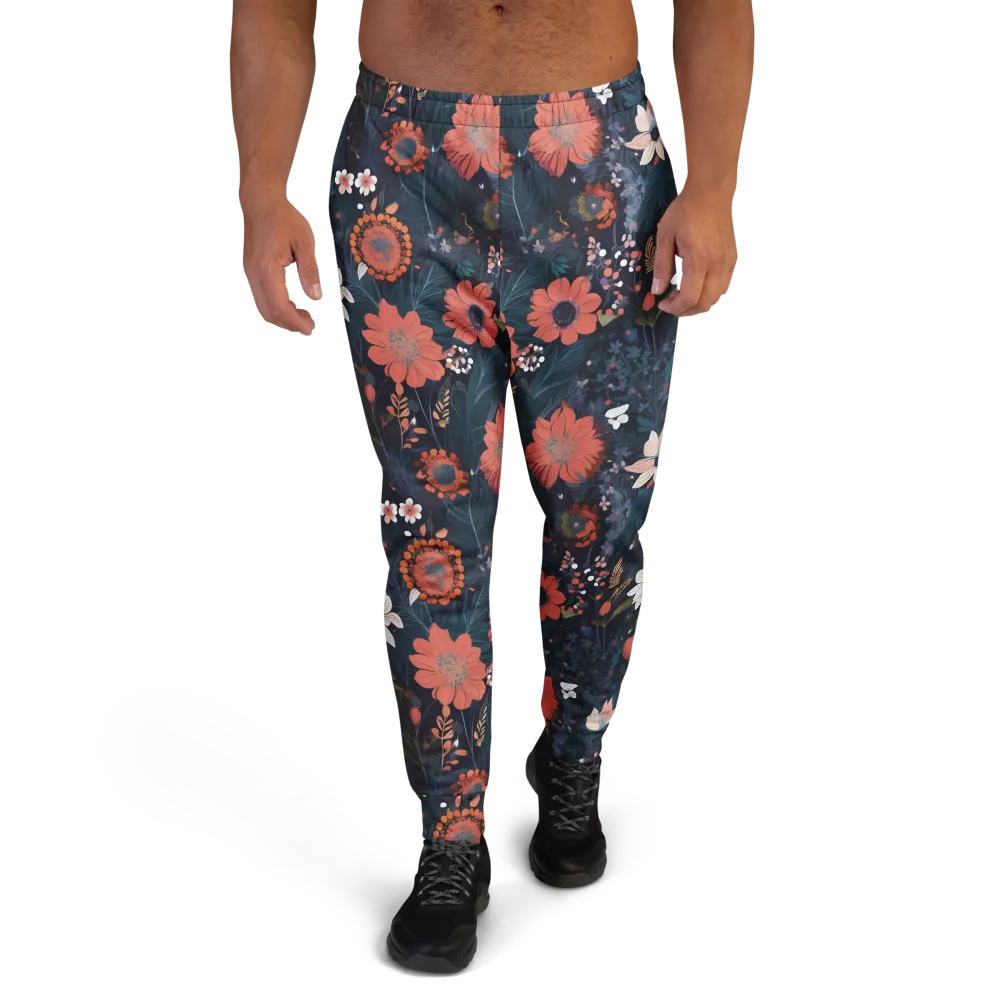 Coral Nocturne on Men's Joggers — Front