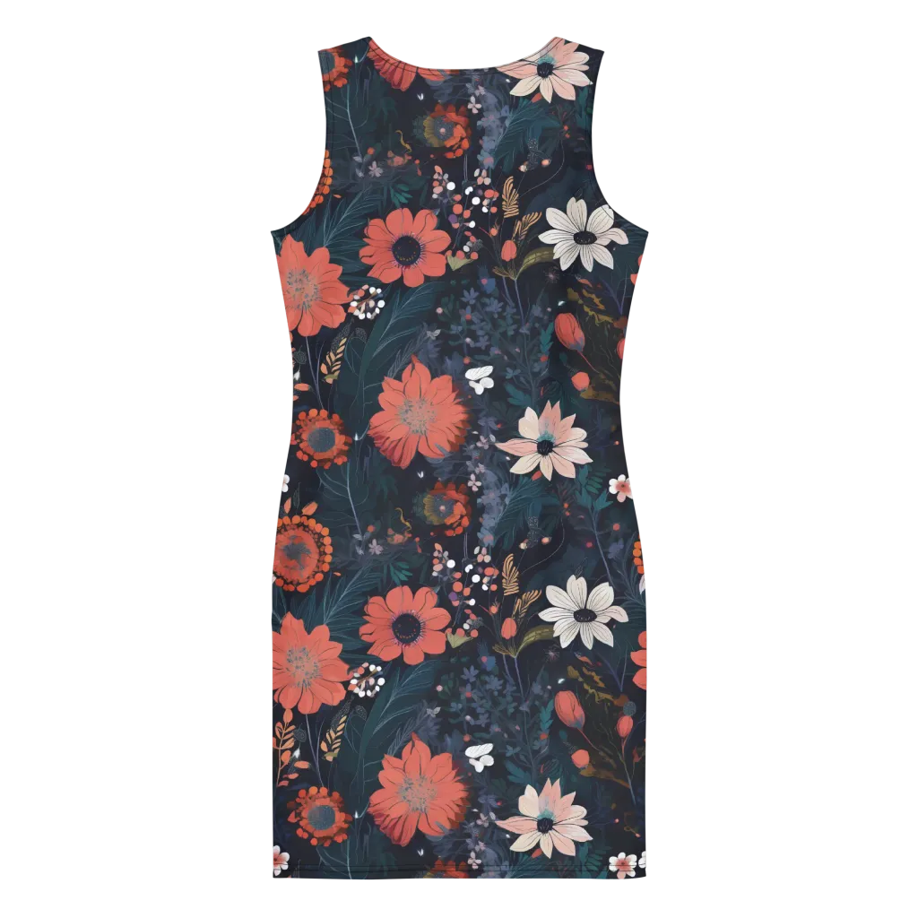 Coral Nocturne on Bodycon Dress — Back