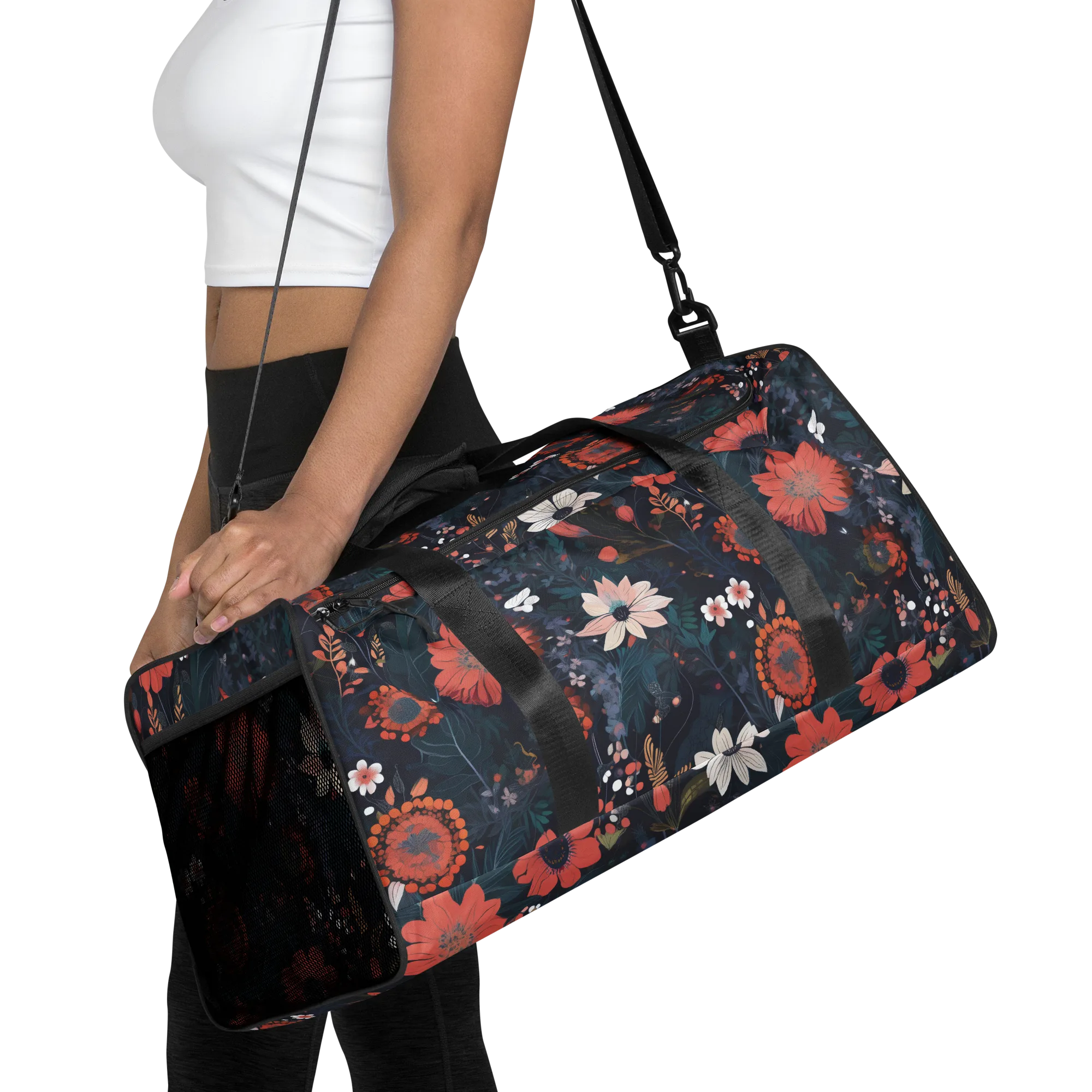 Coral Nocturne on Duffle Bag — Front