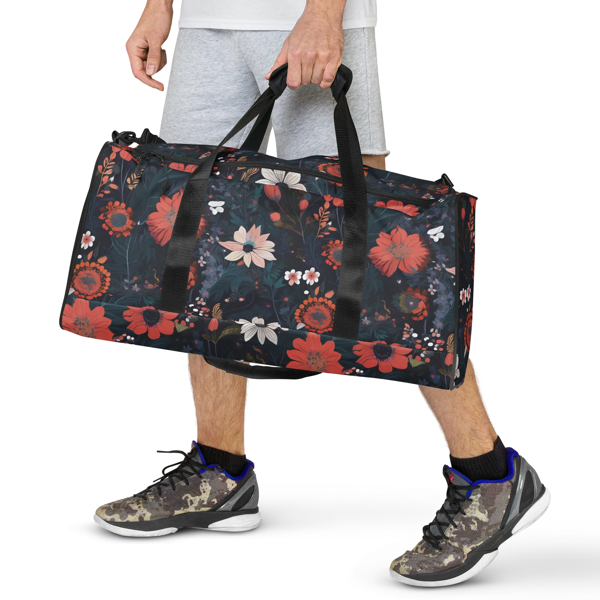 Coral Nocturne on Duffle Bag — Front