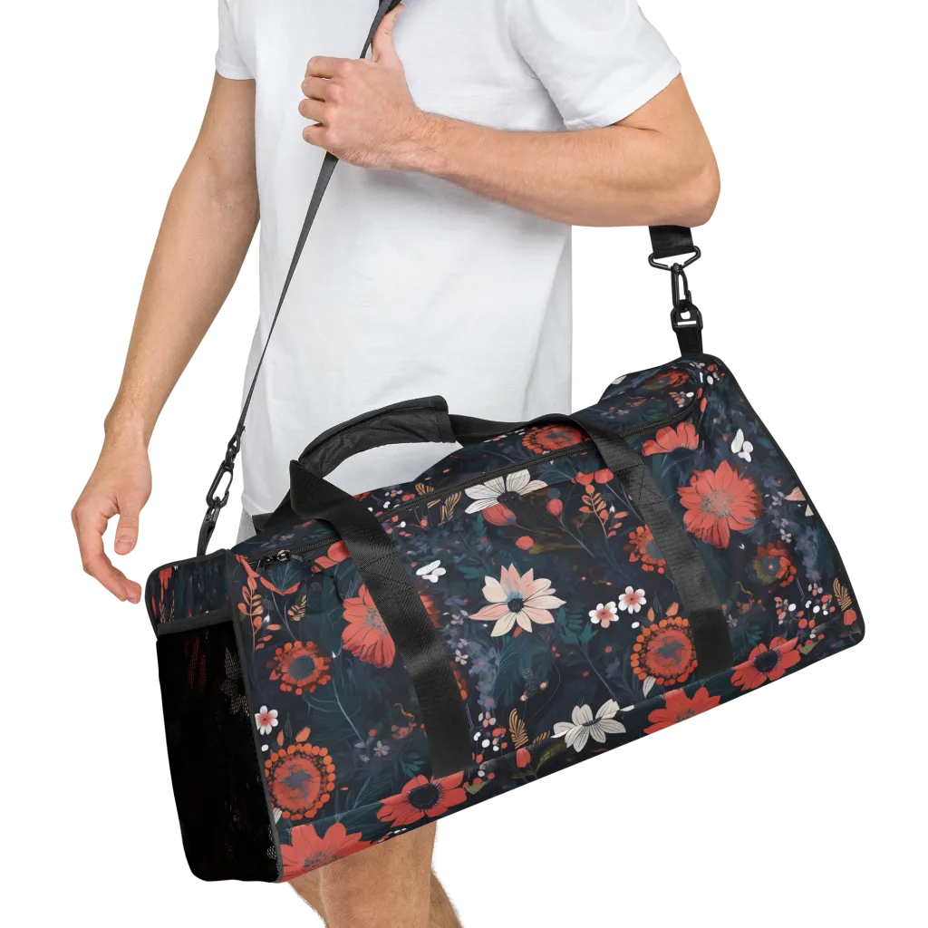 Coral Nocturne on Duffle Bag — Right Front