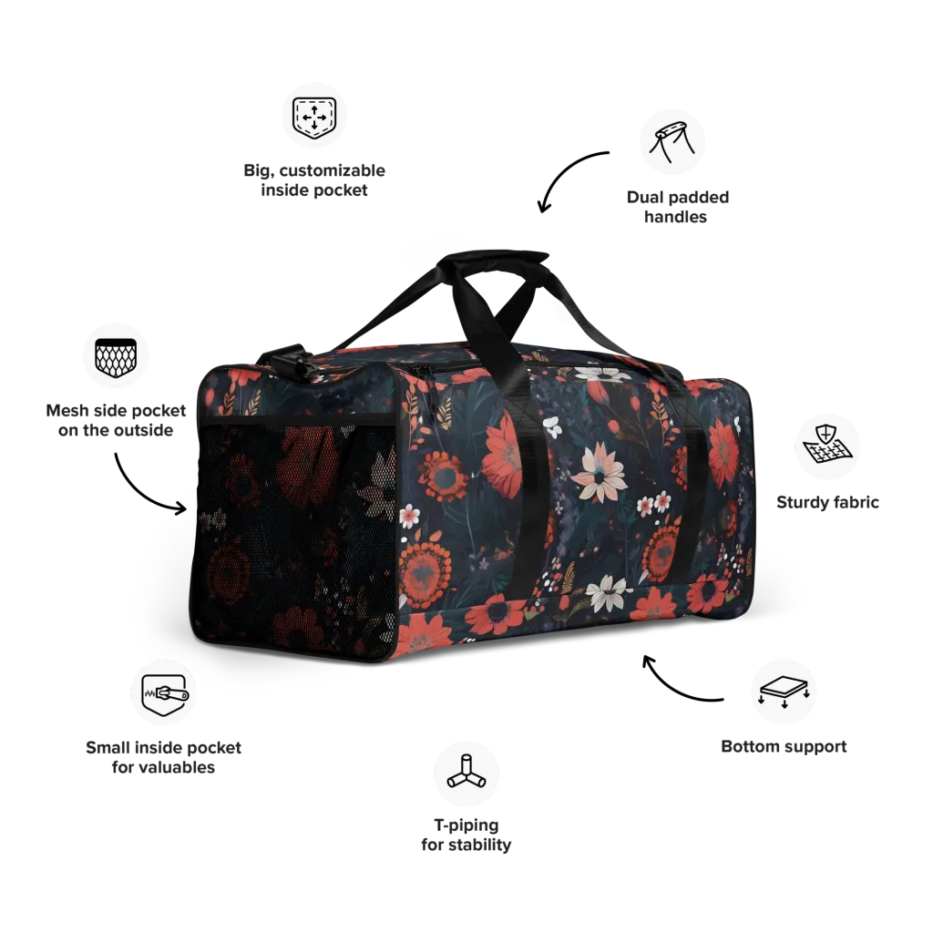 Coral Nocturne on Duffle Bag — Right Front