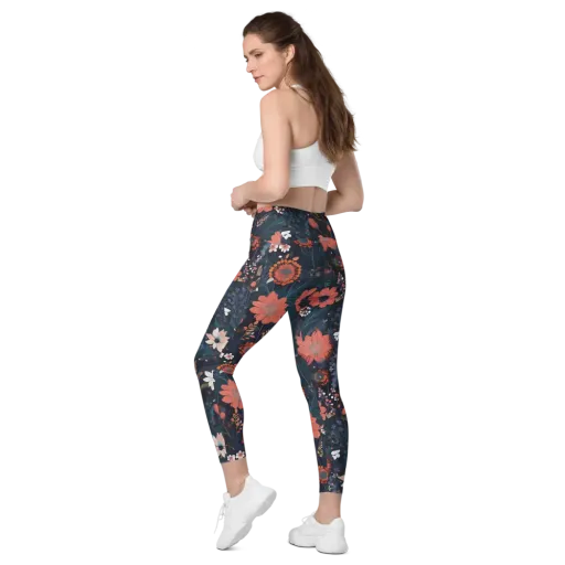 Coral Nocturne on a Leggings with Pockets