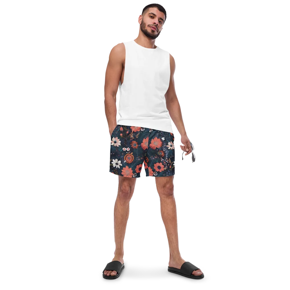 Coral Nocturne on Swim Trunks — Front