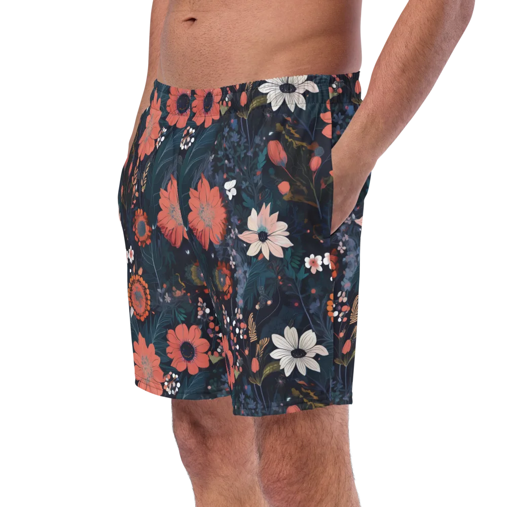 Coral Nocturne on Swim Trunks — Left Front