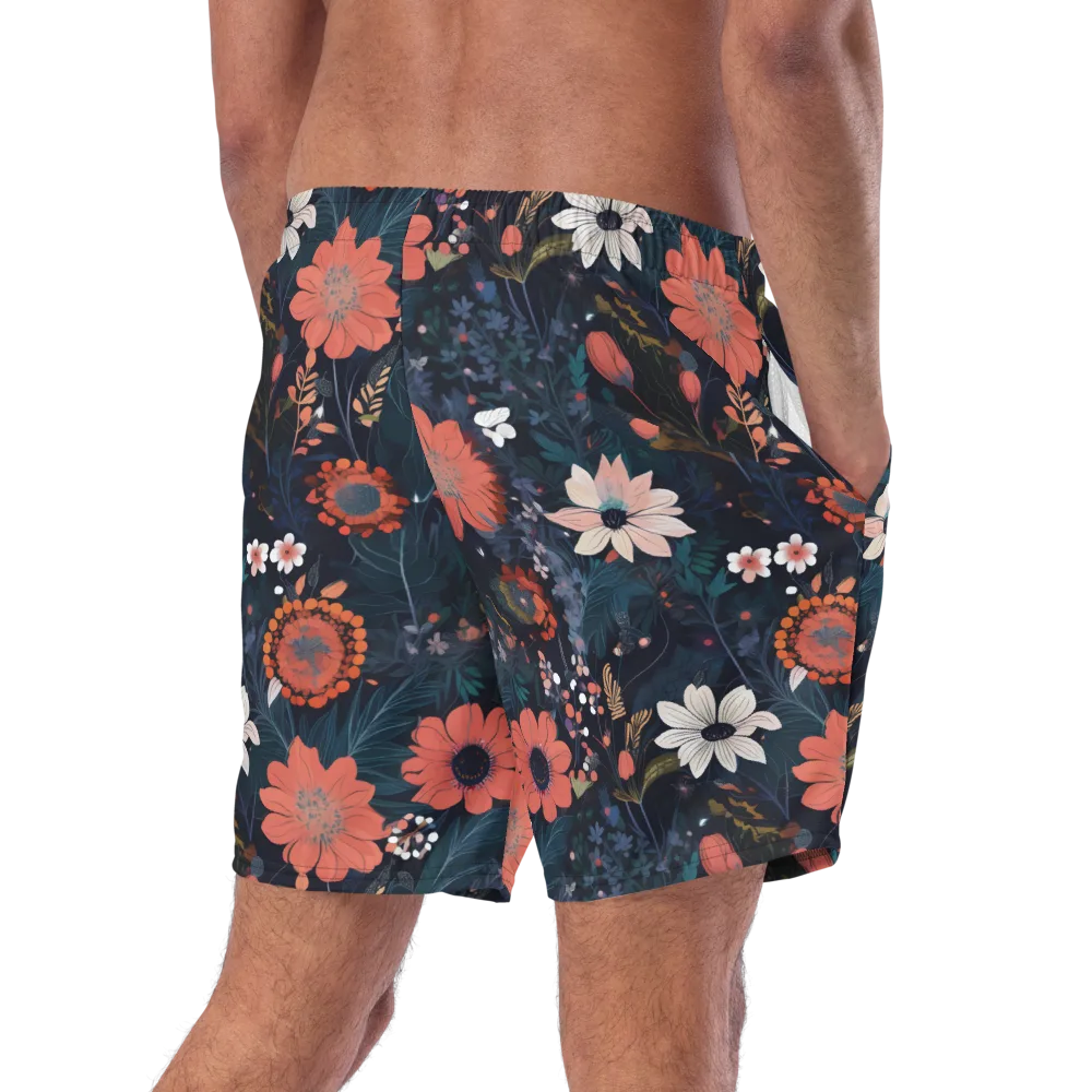 Coral Nocturne on Swim Trunks — Right Back