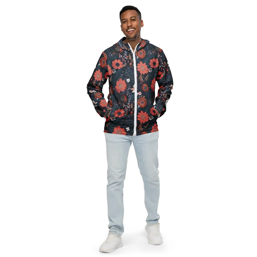 Coral Nocturne on Men's Windbreaker — Front