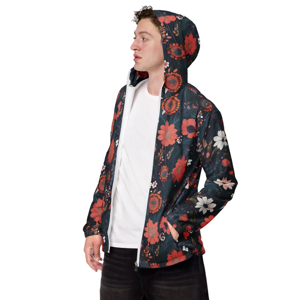 Coral Nocturne on Men's Windbreaker — Left Front