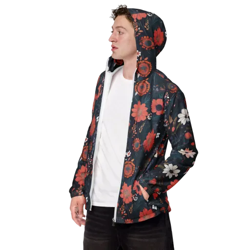Coral Nocturne on a Men's Windbreaker